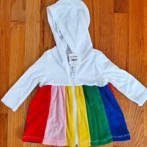 NWT Hanna Rainbow Hooded, Zip-up Swim Coverup 70cm (US 6-12 mo) 🌈
